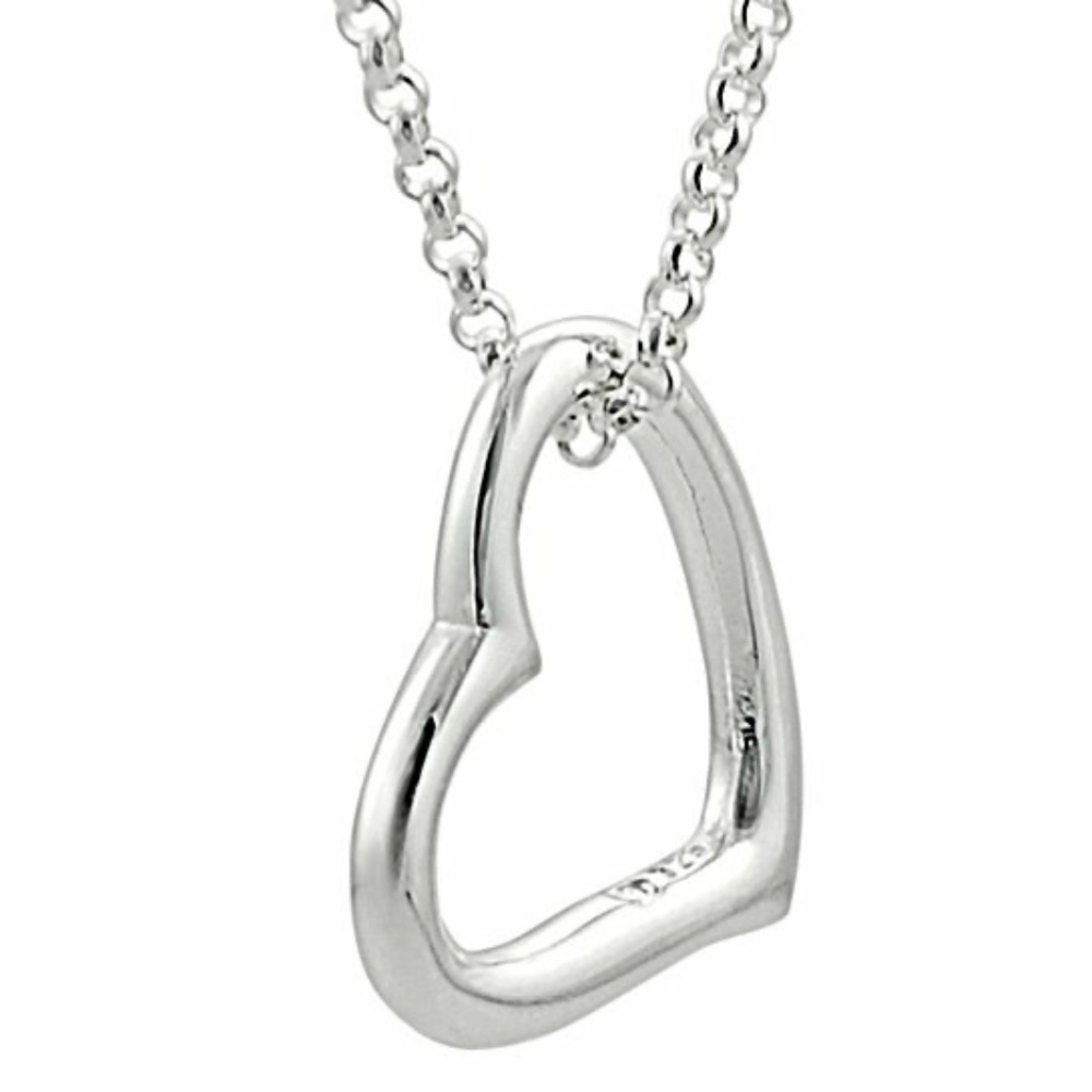 USA Silver Heart Pendant Lariat Clavicle Chain Necklace Jewelry - Picture 3 of 4
